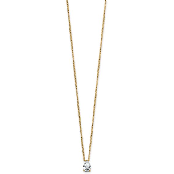 14k 1/2ct Lab Grown Diamond VS+ F+ Pear Comp 18in Pendant Necklace - Image 2