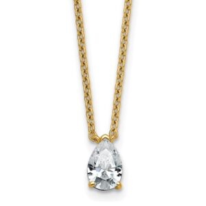 14k 1/2ct Lab Grown Diamond VS+ F+ Pear Comp 18in Pendant Necklace