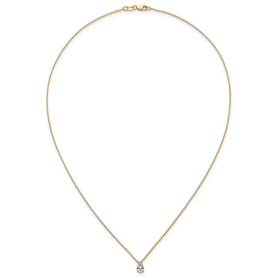 14k 1/2ct Lab Grown Diamond VS+ F+ Pear Comp 18in Pendant Necklace - Image 4