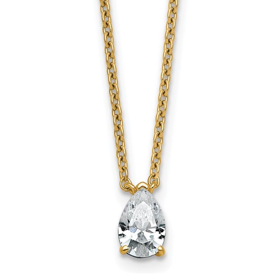14k 1/2ct Lab Grown Diamond VS+ F+ Pear Comp 18in Pendant Necklace