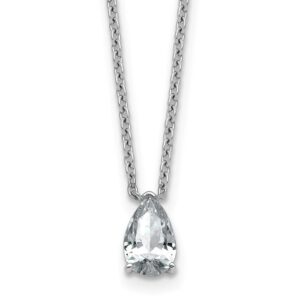14kw 3/4ct Lab Grown Diamond VS+ F+ Pear Comp 18in Pendant Necklace