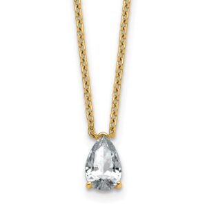 14k 3/4ct Lab Grown Diamond VS+ F+ Pear Comp 18in Pendant Necklace