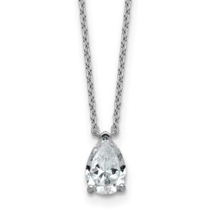 14kw 1ct Lab Grown Diamond VS+ F+ Pear Comp 18in Pendant Necklace