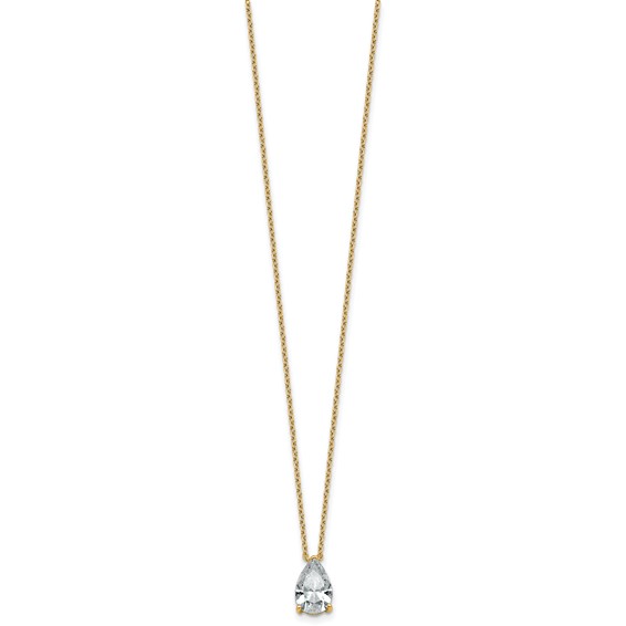 14k 1 1/2ct Lab Grown Diamond VS+ F+ Pear Comp 18in Pendant Necklace - Image 2