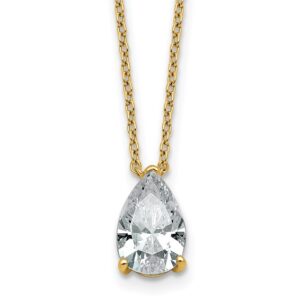 14k 1 1/2ct Cert Lab Grown Dia VS+ F+ Pear Comp 18in Pendant Necklace