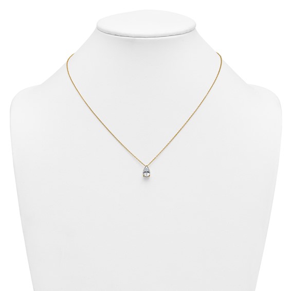 14k 1 1/2ct Lab Grown Diamond VS+ F+ Pear Comp 18in Pendant Necklace - Image 3