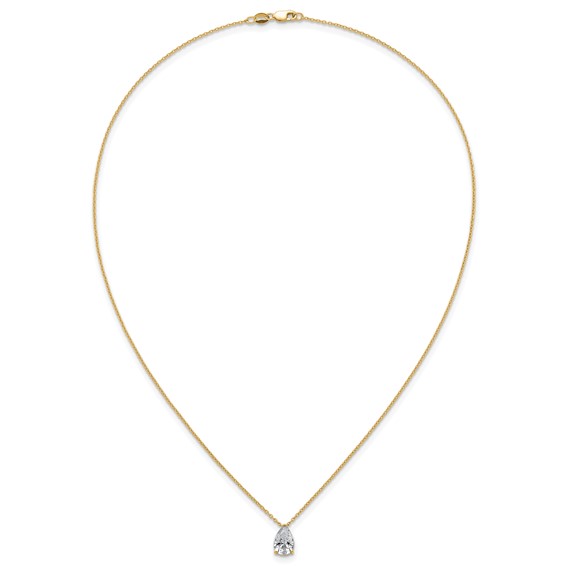 14k 1 1/2ct Lab Grown Diamond VS+ F+ Pear Comp 18in Pendant Necklace - Image 4