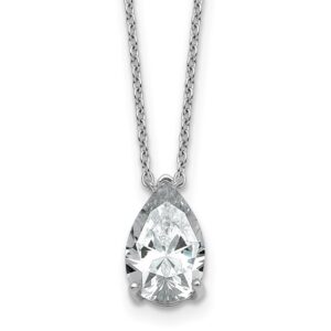 14kw 2ct Lab Grown Diamond VS+ F+ Pear Comp 18in Pendant Necklace