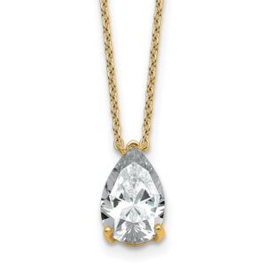 14k 2ct Lab Grown Diamond VS+ F+ Pear Comp 18in Pendant Necklace