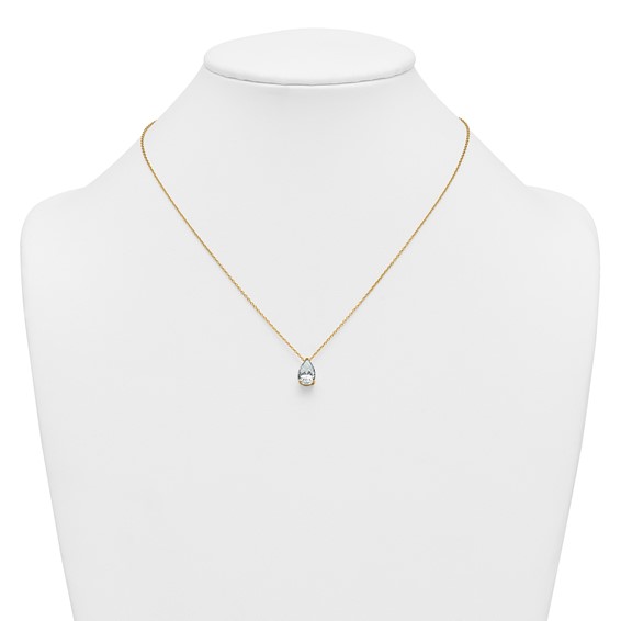 14k 2ct Lab Grown Diamond VS+ F+ Pear Comp 18in Pendant Necklace - Image 3