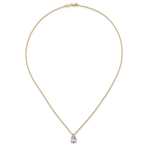 14k 2ct Lab Grown Diamond VS+ F+ Pear Comp 18in Pendant Necklace - Image 4