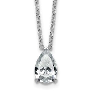 14kw 2 1/2ct Cert Lab Grown Dia VS+ F+ Pear Comp 18in Pendant Necklace