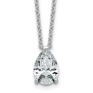 14kw 3ct Lab Grown Diamond VS+ F+ Pear Comp 18in Pendant Necklace