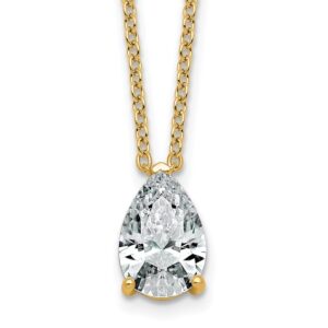 14k 3ct Lab Grown Diamond VS+ F+ Pear Comp 18in Pendant Necklace