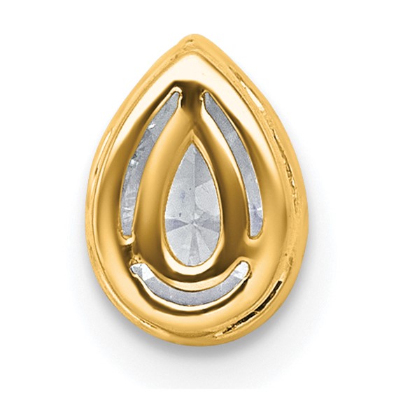 14k 5/8ct Lab Grown Diamond VS+ F+ Pear Comp Bezel Chain Slide - Image 3