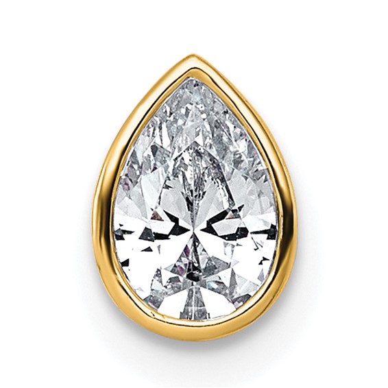 14k 5/8ct Lab Grown Diamond VS+ F+ Pear Comp Bezel Chain Slide