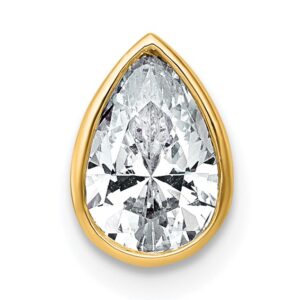14k 1ct Cert Lab Grown Diamond VS+ F+ Pear Comp Bezel Chain Slide