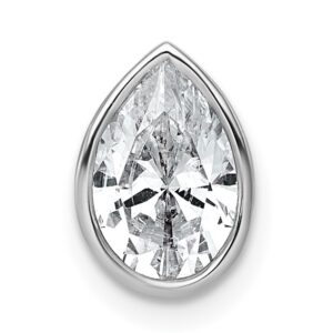 14kw 1 1/2ct Lab Grown Diamond VS+ F+ Pear Comp Bezel Chain Slide