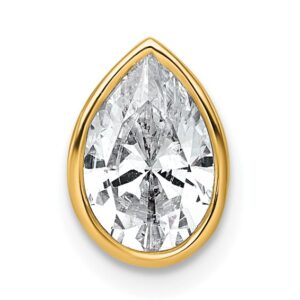 14k 1 1/2ct Lab Grown Diamond VS+ F+ Pear Comp Bezel Chain Slide