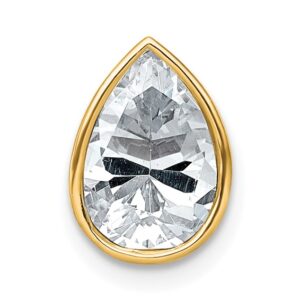 14k 2ct Lab Grown Diamond VS+ F+ Pear Comp Bezel Chain Slide