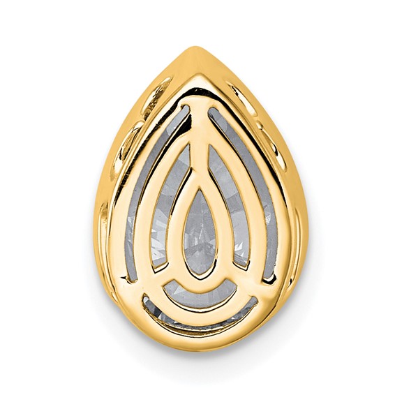 14k 2 1/2ct Lab Grown Diamond VS+ F+ Pear Comp Bezel Chain Slide - Image 3
