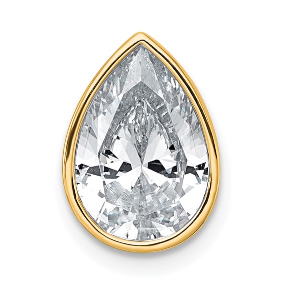 14k 2 1/2ct Lab Grown Diamond VS+ F+ Pear Comp Bezel Chain Slide