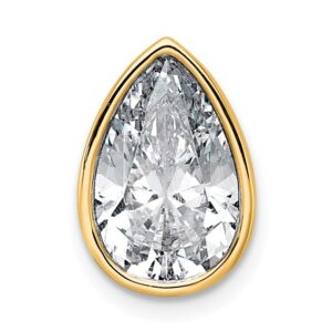 14k 3ct Lab Grown Diamond VS+ F+ Pear Comp Bezel Chain Slide