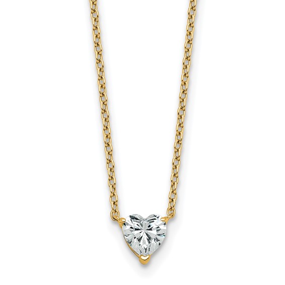14k 1/2ct Lab Grown Diamond VS+ F+ Heart Comp 18in Pendant Necklace