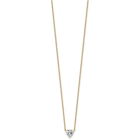 14k 3/4ct Lab Grown Diamond VS+ F+ Heart Comp 18in Pendant Necklace - Image 2