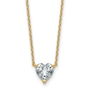 14k 1ct Lab Grown Diamond VS+ F+ Heart Comp 18in Pendant Necklace