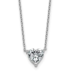 14kw 1 1/2ct Lab Grown Diamond VS+ F+ Heart Comp 18in Pendant Necklace