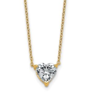 14k 1 1/2ct Lab Grown Diamond VS+ F+ Heart Comp 18in Pendant Necklace