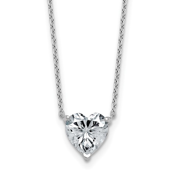14kw 2ct Lab Grown Diamond VS+ F+ Heart Comp 18in Pendant Necklace