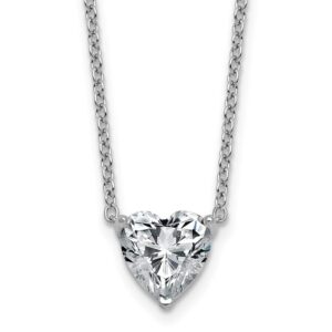 14kw 2 1/2ct Lab Grown Diamond VS+ F+ Heart Comp 18in Pendant Necklace