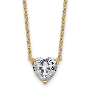14k 2 1/2ct Lab Grown Diamond VS+ F+ Heart Comp 18in Pendant Necklace