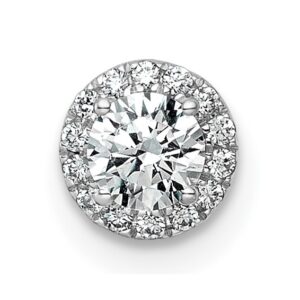 14kw 1/3ct Lab Grown DIA VS+ F+ Round Comp Halo Chain Slide Pendant