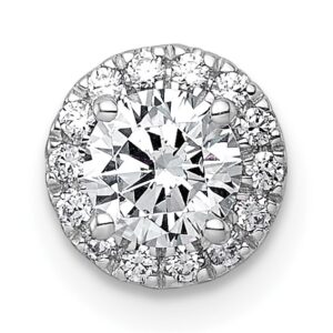 14kw 5/8ct Lab Grown DIA VS+ F+ Round Comp Halo Chain Slide Pendant