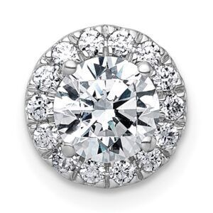 14kw 1 1/4ct Lab Grown DIA VS+ F+ Round Comp Halo Chain Slide Pendant