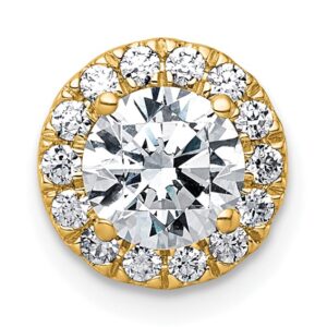 14k 1 1/4ct Lab Grown DIA VS+ F+ Round Comp Halo Chain Slide Pendant