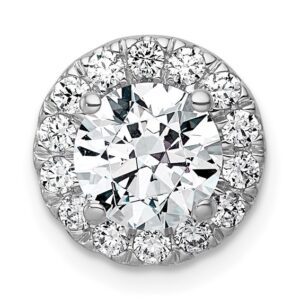 14kw 1 7/8ct Lab Grown DIA VS+ F+ Round Comp Halo Chain Slide Pendant