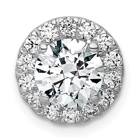 14kw 1 7/8ct Cert Lab Grown DIA VS+ F+ Round Comp Halo Chain Slide Pendant