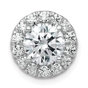 14kw 2 1/2ct Cert Lab Grown DIA VS+ F+ Round Comp Halo Chain Slide Pendant