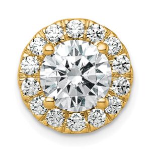 14k 2 1/2ct Cert Lab Grown DIA VS+ F+ Round Comp Halo Chain Slide Pendant