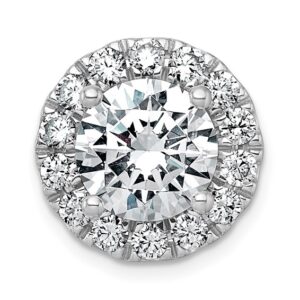 14kw 5ct Cert Lab Grown DIA VS+ F+ Round Comp Halo Chain Slide Pendant