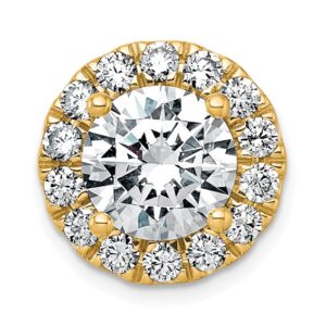 14k 5ct Cert Lab Grown DIA VS+ F+ Round Comp Halo Chain Slide Pendant