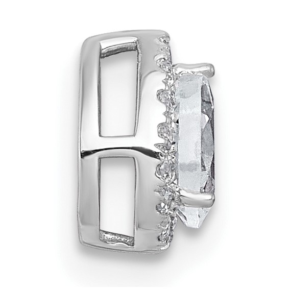 14kw 1/3ct Lab Grown Diamond VS+ F+ Pear Comp Halo Chain Slide Pendant - Image 2