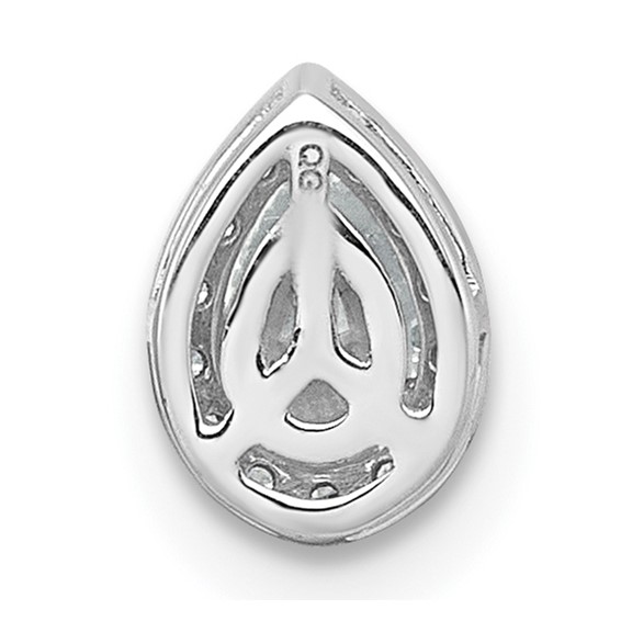 14kw 1/3ct Lab Grown Diamond VS+ F+ Pear Comp Halo Chain Slide Pendant - Image 3