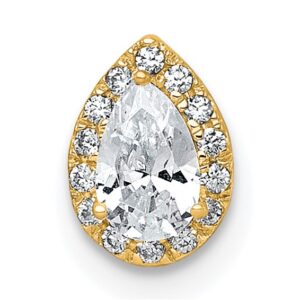 14k 1/3ct Lab Grown Diamond VS+ F+ Pear Comp Halo Chain Slide Pendant