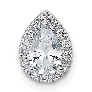 14kw 5/8ct Lab Grown Diamond VS+ F+ Pear Comp Halo Chain Slide Pendant