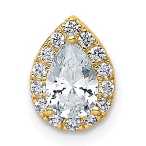 14k 5/8ct Lab Grown Diamond VS+ F+ Pear Comp Halo Chain Slide Pendant